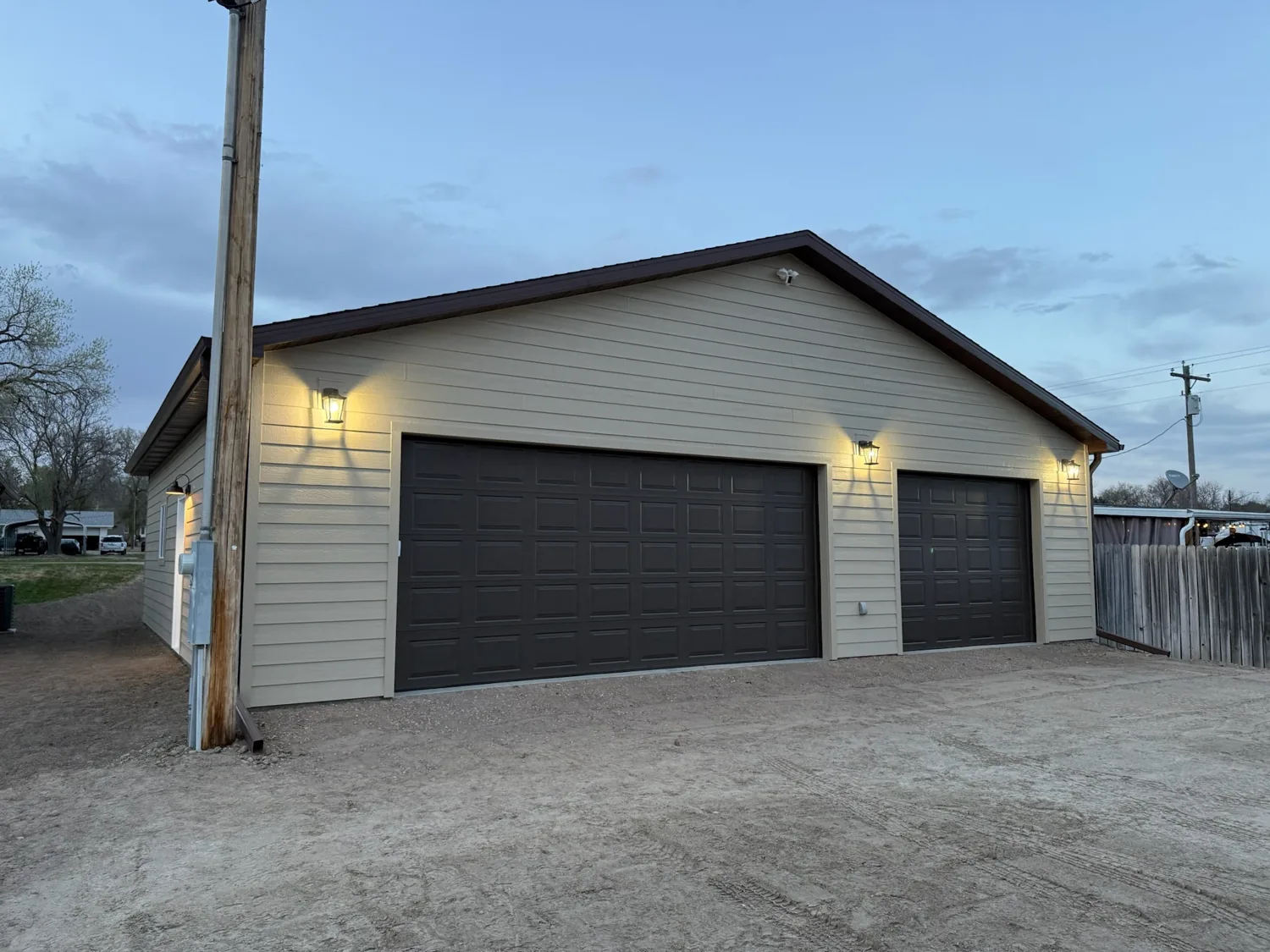 Finished garage — exterior