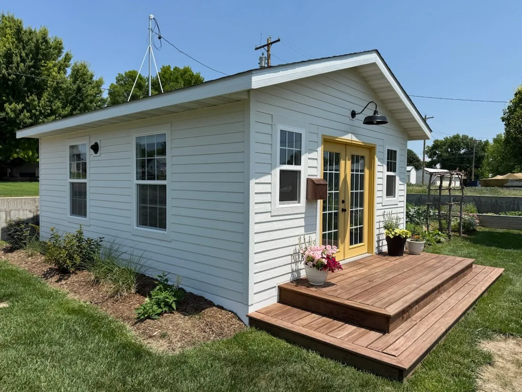 Custom studio build with cedar deck in Paxton, NE